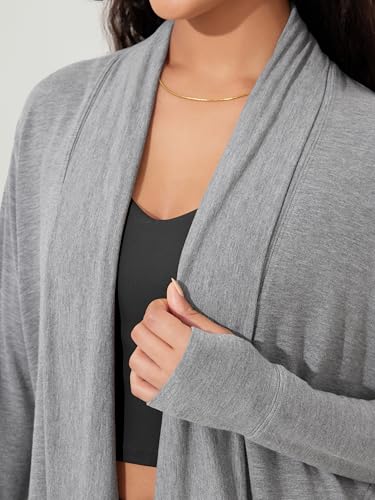 Image of ODODOS Women's Drape Open Front Cardigans Cozy Soft Long Sleeve Casual Wrap Outerwear with Pockets Thumb Hole