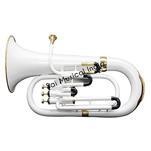 Sai Musical India, neu-269, Bombardino blanco lacado, BB, 4 Válvula