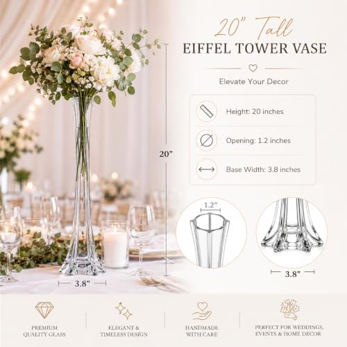 Vase a fleurs transparent 50cm lot de 6 pour centre de table de mariage chic