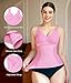 LODAY Compression Tank Tops for Women Tummy Control Shapewear Seamless Body Shaper Workout V-Neck Camisole Cami Tops (Pink, Large)