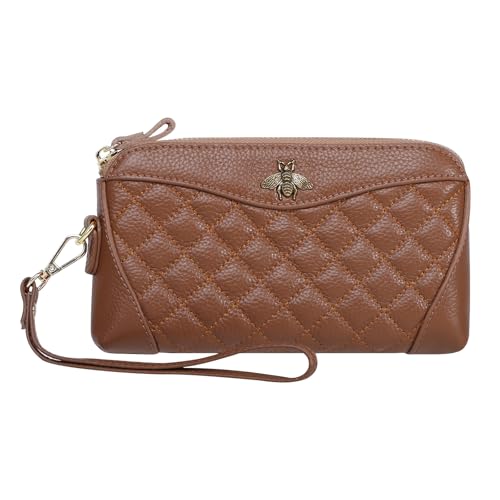 HUA ANGEL Portafoglio Donna Grande in Pelle Leggero borsellino Lunga Elegante Clutch con Doppia Cerniera Scomparti Borsa da Sera da Polso per Cellulare Credito Passaporto Contanti