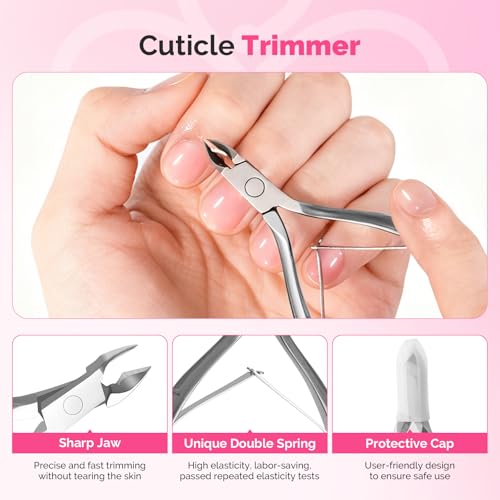 Image of MelodySusie Cuticle Trimmer with Cuticle Pusher, Nail File and Buffer Blocks,Portable Cuticle Oil and Ingrown Toenail Removal Tool,Cuticle Remover Kit 13Pcs