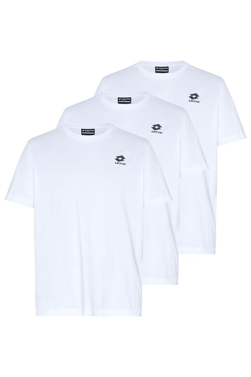 Lotto Basic Tshirt Herren 3er Pack I Regular Fit T Shirt Herren aus 100% Baumwolle I T Shirts Männer mit kleinem Logo I Herren Shirts Kurzarm I Herren Tshirt Größe M-5XL