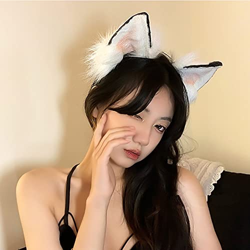 Image of VIGVAN Handmade Wolf Fox Ears Animal Cosplay Cute Head Accessories for Halloween