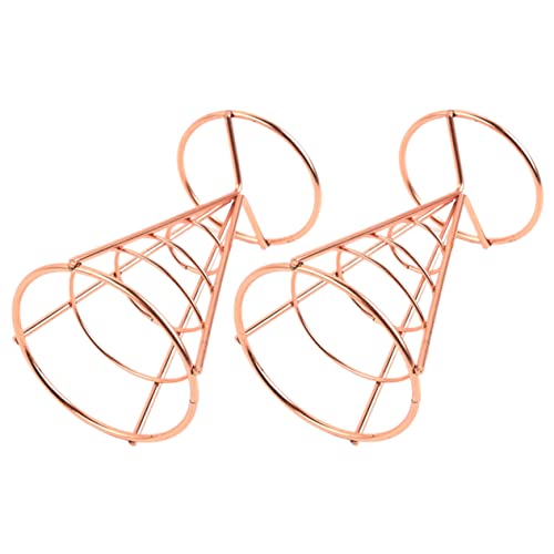 OKUMEYR 2pcs French Fry Holder Wire Snack Basket Appetizer Serving Cone Display Racks Creative Design for French Fries Fried Chicken and Snacks Compact for Parties and Events