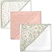 Hooded Baby Bath Towel and Washcloth 6 Piece Set for Newborns, Infants & Toddlers, Boys & Girls Baby Hooded Towels Set Floral Pink
