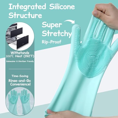 Image of Pet Glove, Grooming Tool, Furniture Pet Hair Remover Mitt (Bright Green)