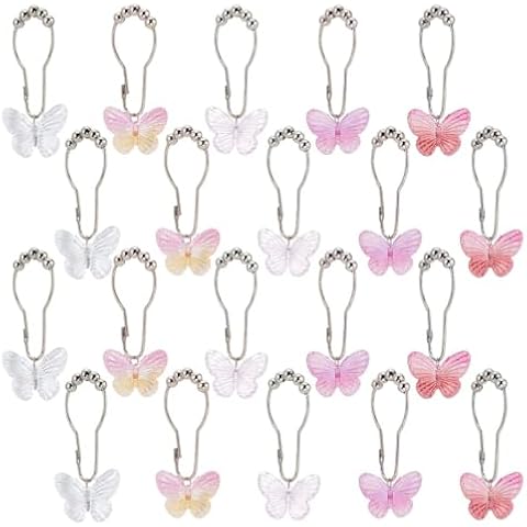 GOMAKERER Butterfly Shower Curtain Hooks Set Cover