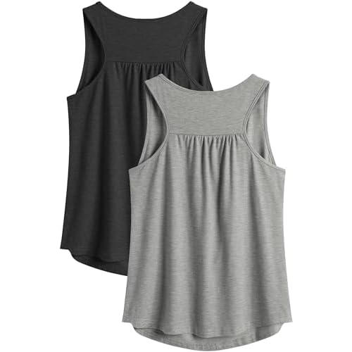 PINSPARK Workout Tank Tops for Women Racerback Loose Fit Yoga Top Sleeveless Gym Shirt Running Athletic Tanks Pack S-3XL