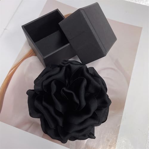Image of Dainty Peony Rose Flower Brooches Lapel Pins Delicate Elegant Fabric Flowers Brooch Pin for Women Flower Corsage for Wedding Party Accessories Jewelry Gifts100mm