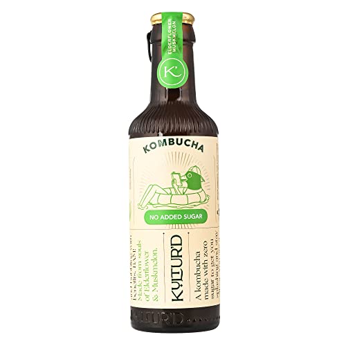 Image of KULTUR'D Kombucha (No Added Sugar) - Lychee Lemonade,Ginger Lemongrass,Elderflower Muskmelon,Pack Of 6|Fermented,All Natural,Gut Healthy Drink|6 X 220Ml|Vegan,Low Calorie,Zero Sugar - Black,1320 Ml