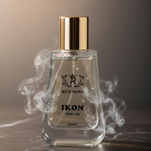 Image of Ruhvana's Ikon Perfume Spray for Men - 100ml Woody Spicy Long-Lasting Fragrance|Citrus, Cardamom Sandalwood And Leathery| Ambery & Musky| Apparel Parfum|Premium Scent|Perfect For Gift|Eau De Parfum | Premium Attar Perfume Oil for Daily & Special Use