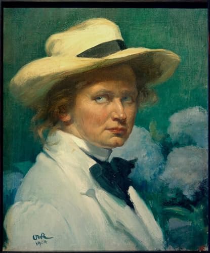 Tableau Toile Autoportrait au chapeau blanc Ottilie Roederstein Affiche Art 60x90cm