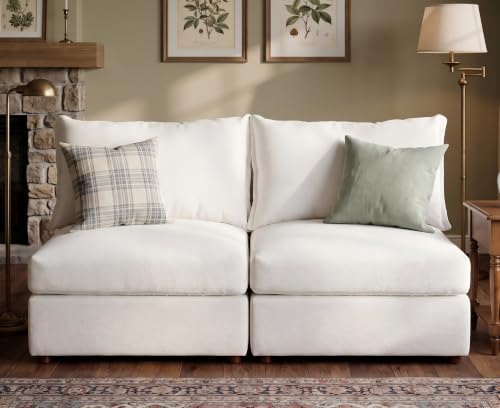 ABCASA 2 Seat Armless Loveseat Modular Sectional Sofa Couch Washable Cover