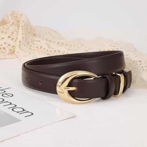 Women's leather Belt With Adjustable Thin waist Belt for Jeans Pants Dress Casual Wear with Gold Silver Buckle4