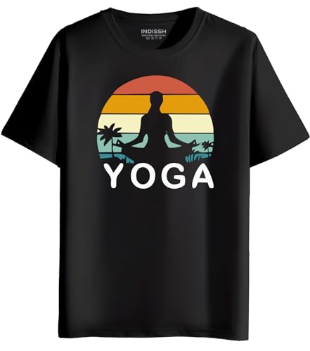 Image of INDISSH Women's Regular Fit Half-Sleeves YOGA6 Themed Garphic Printed Tshirt|Regular Wear T-Shirt for Women's| Pack of 1 T-Shirt|