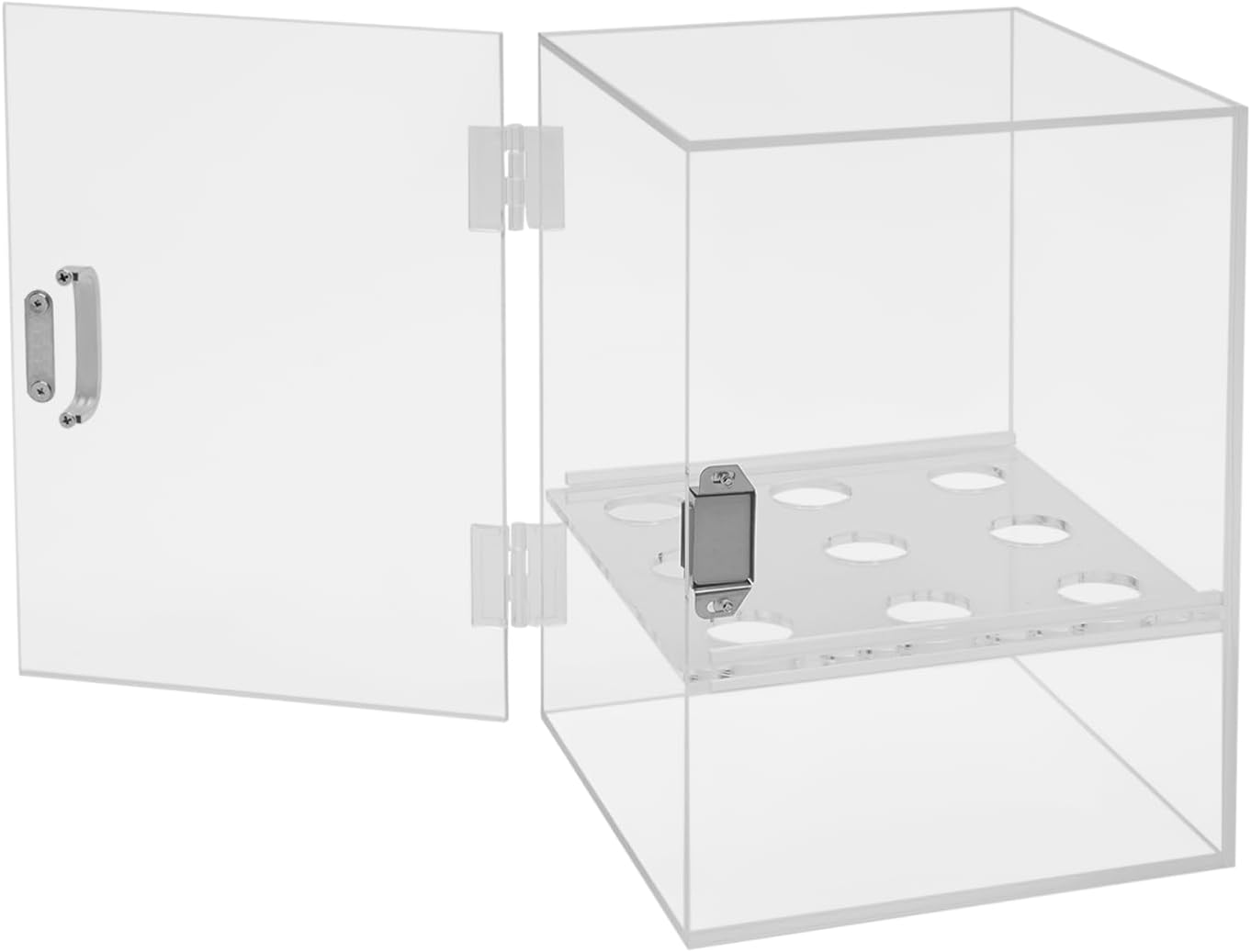 9 Holes Ice Cream Cone Cabinet Clear Acrylic Ice Cream Cone Holder with Door Egg Roll Cone Storage Display Case Waffle&Wafer Cone Holder Stands for Dessert Shop Party, 12*9*9inch