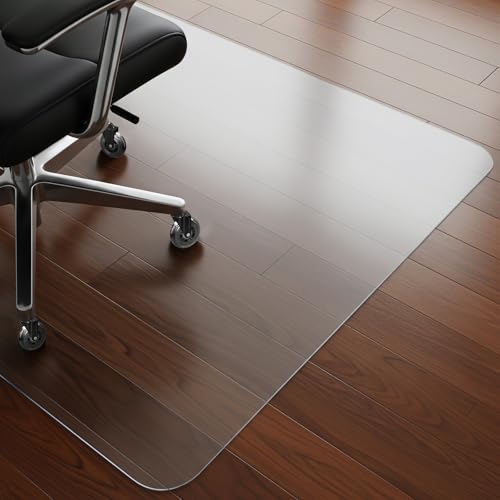 COSYLAND Protector de Suelo para Silla con Ruedas, Alfombra Transparente de Alta Claridad 100 x 120 cm, Tapete de PVC Liso para Oficina, Parquet, Escritorio o Gaming, Antiarrayado y Duradero