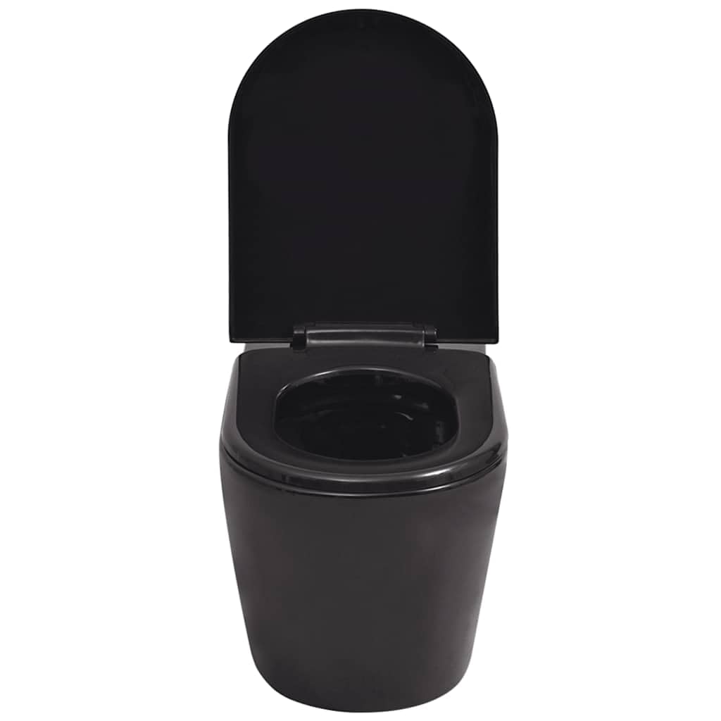 Inodoro de pared de cerámica negro con sistema de cierre