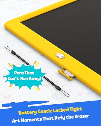 Image of TEKFUN 12 Inch LCD Writing Tablet for Kids, Coloring Drawing Pad, Mess Free Doodle Board, Airplane Travel Toys for Boys and Toddlers, Road Trip Essentials, Gifts for 3-8 Year Old Girls (Yellow)