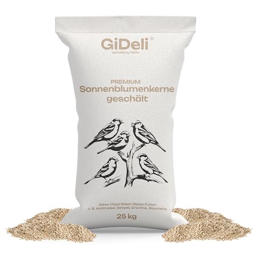 GiDeli Graines de tournesol pelées 25 kg – Nourriture pour oiseaux de jardin et oiseaux sauvages – Nourriture pour oiseaux sauvages 4 ans – Alimentation...