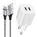 Produktbild USB Ladegerät, 2.1A/5V Netzteil Stecker 2-Port Handy Ladestecker mit USB C Kabel für Samsung Galaxy S22 S21 S20 S10 A22 A52,Huawei P50 P40, Xiaomi Redmi,Realme,OnePlus,iPhone