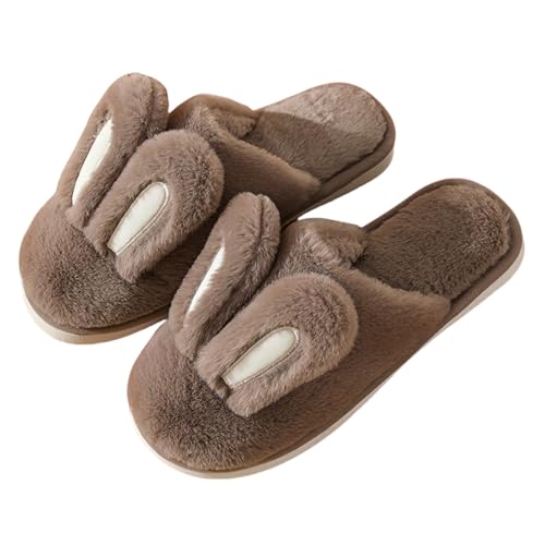 bunny ear flat bottom warm and non slip slippers Men and women's home plush cotton slippers