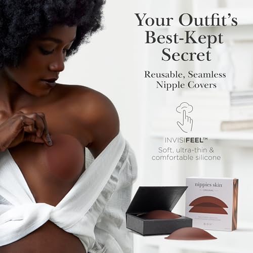Image of Nippies Nipple Covers for Women - Reusable Sticky Silicone Pasties with Travel Case - Original Circle or Lift Style Available