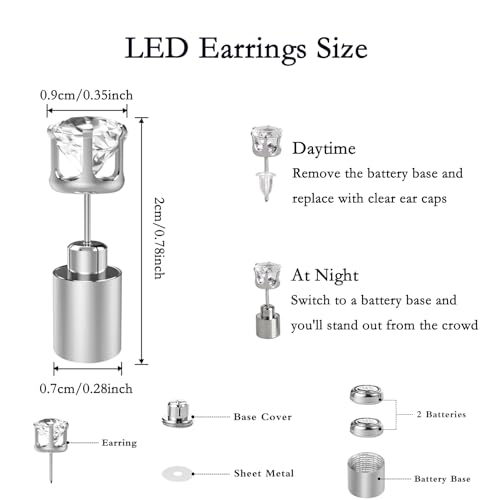 Glow Earrings, Light Up Earring For Women, Stainless Led Stud Earrings For Men, Diamond Crown Studs For Party Valentine Halloween Christmas New Year Gifts2