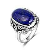 Aqxyedc 925 bague en argent Sterling naturel oeil de tigre rétro anneaux for femmes hommes luxe cadeaux d\'anniversaire bijoux avec grosses pierres en gros wanglan(Lapis lazuli,40)
