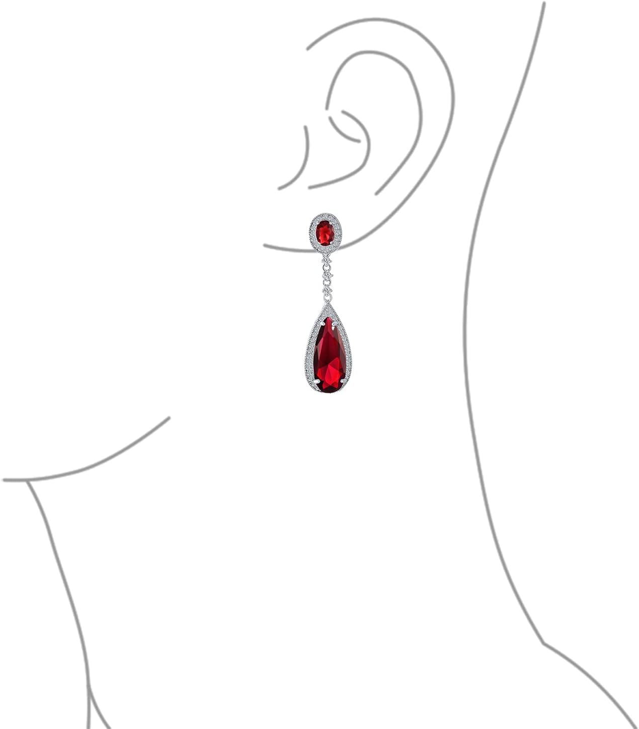 Statement Teardrop Cubic Zirconia AAA CZ Dangle Chandelier Screw Clip On Earrings For Women Silver Plated More Colors - Image 3