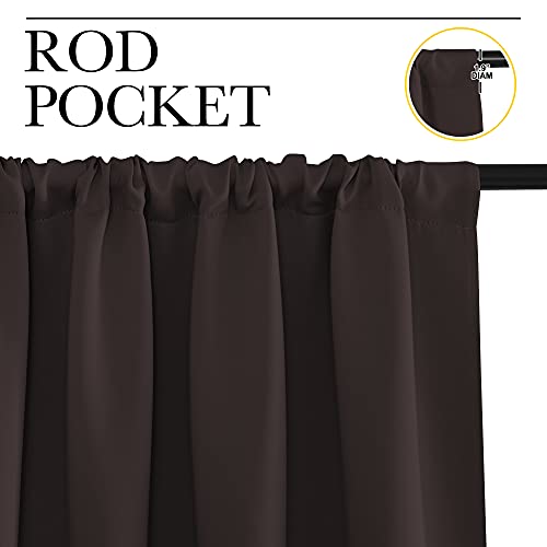 NICETOWN RV Blackout Curtains for Camper Windows, Toffee Brown, 34" x 30", Set of 2, Kitchen Curtains, Short Blackout Drapes, Thermal Insulated Rod Pocket Window Treatment Draperies for Nursery