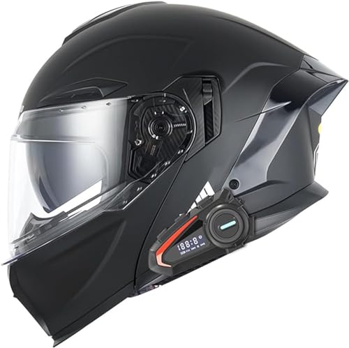 Systeemhelm met Bluetooth, Bluetooth integraalhelm, motorhelm met dubbel vizier, ECE gecertificeerd voor dames en heren C,XXL63-64CM