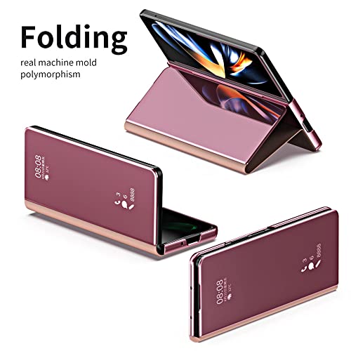 Protection cuir Galaxy Z Fold 4 flip case miroir bleu de haute qualité