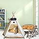 Mooipet Tipi Zelt für Haustiere mit doppelseitigem Kissen Haustierzelt für Hunde/Katzen Haustierhütte Abnehmbar und Waschbar Hundehaus für Meerschweinchen Kaninchen Hamster Kätzchen 50x50x60cm