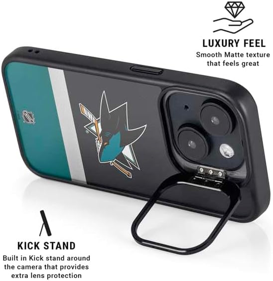 Skinit Kickstand Phone Case Compatible with iPhone 16 - Officially Licensed NHL San Jose Sharks Jersey Design