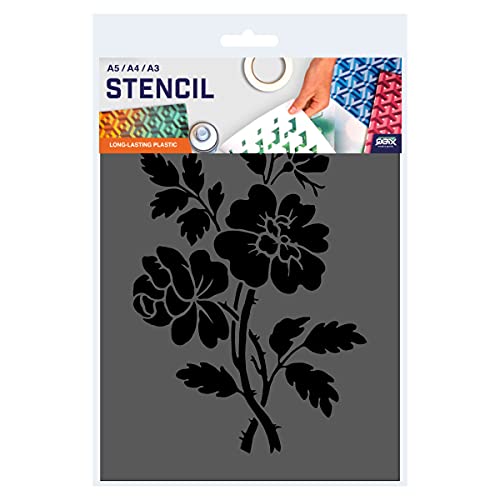 QBIX Pochoir Fleurs - Pochoir Fleurs Sauvages - Pochoir Feuilles - Taille A5 - Pochoir bricolage réutilisable pour enfants, pour peinture, pâtisserie, travaux manuels, mur, meubles - Image 4