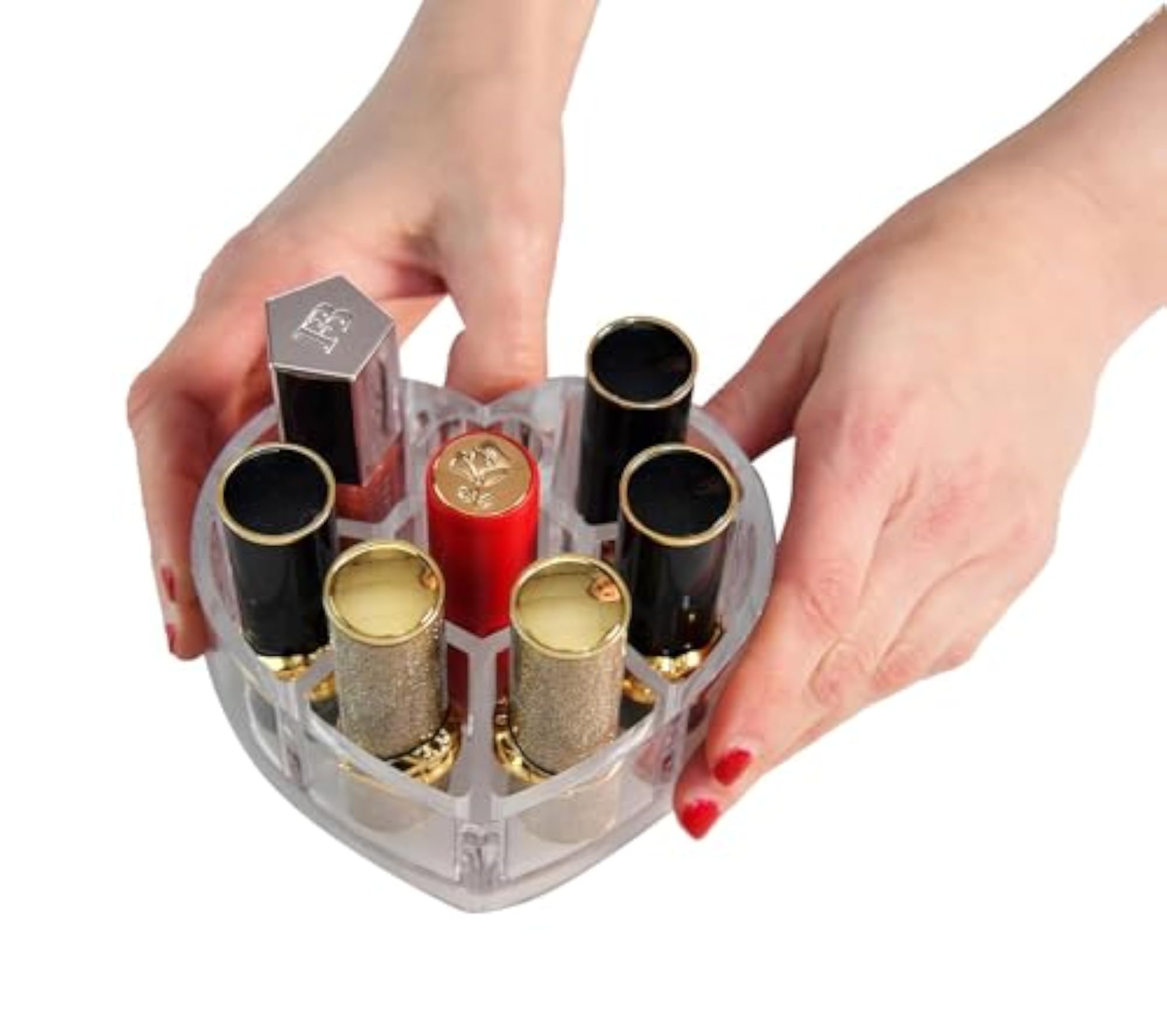 Heart Shape Transparent Acrylic Cosmetic Organizer