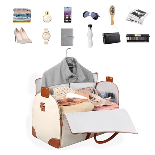 Suit Storage Bag Convertible Duffle Garment Bag for Women Garment Duffle Bags for Travel, Business(White)2