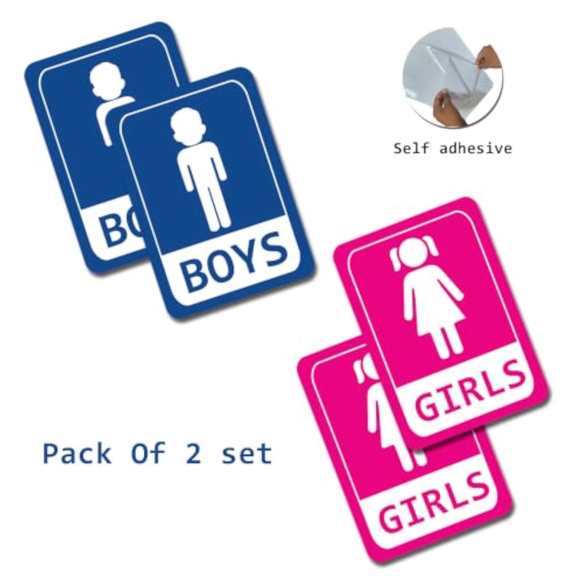 Self Adhesive Toilet Signs for School, Pack of 2 Sets