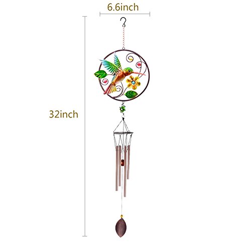 image for CREATIVE DESIGN Wind Chimes, 32''H Hummingbird Wind Chimes, Portable M
