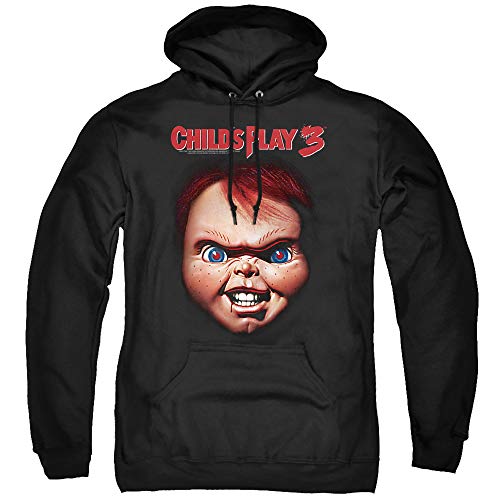 Trevco Child's Play 3 Chucky Unisex Adult Pull-Over Hoodie, Black, Large
