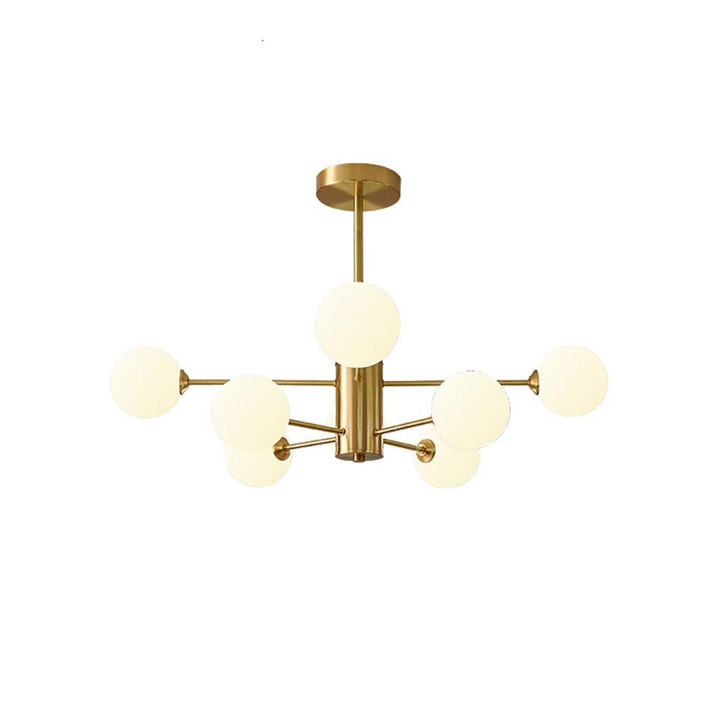 LYMSXAZOU Sputnik Chandelier 12-Lights, Mid Century Pendant Lighting with Globe Frosted Glass Shades, Adjustable Ceiling Light for Dining Room