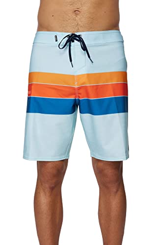 O'NEILL Men's 19 Inch Stripe Boardshorts - Water Resistant Swim Trunks for Men with Quick Dry Stretch Fabric and Pockets,Pale Blue | Heist,28