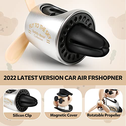 Image of Bear Pilot Car Fresheners Vent Clip Cute Teddy New Car Scent Automotive Air Fresheners Cartoon Air Outlet Aromatherapy Ornament Thank You Gifts for Him Her Friends, Families