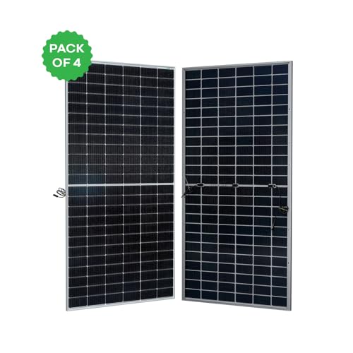 Image of WAAREE 590 Watt TOPCon Bifacial Solar Panel - High-Efficiency N- Type Half-Cut Technology | BIS & IEC Certified | Framed Dual Glass Bifacial Module | 30 Years Output Warranty | Pack of 4 | 2360 WATT