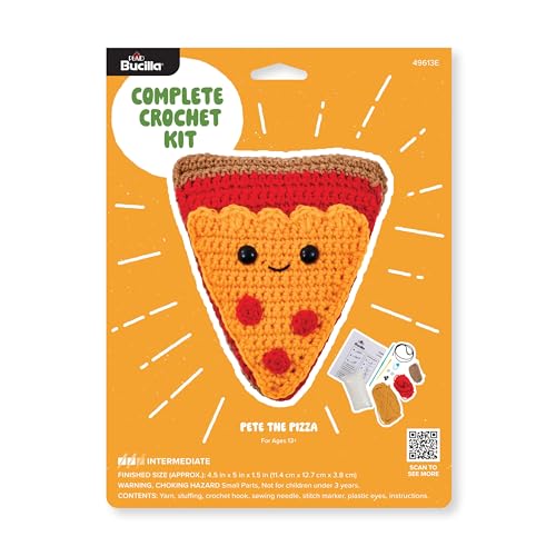 Image of Bucilla Complete Crochet Kit, Pete the Pizza, 5 inch