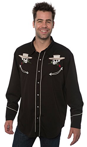 Benny's Skulls Guns and Roses Western Shirt, Gunslinger, (L)