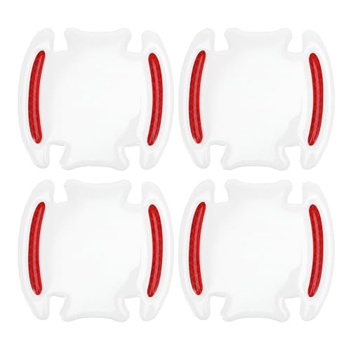 Motoforti Universal Car Door Handle Cup Cover Protection Film Reflective Stickers Anti-scratch, Epoxy Resin, Clear Red, 4 Pcs