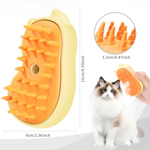 Image of Rechargeable 3in1 Self-Cleaning Cat & Dog Deshedding Brush with 2 Gears for Long & Short Hair - Yellow